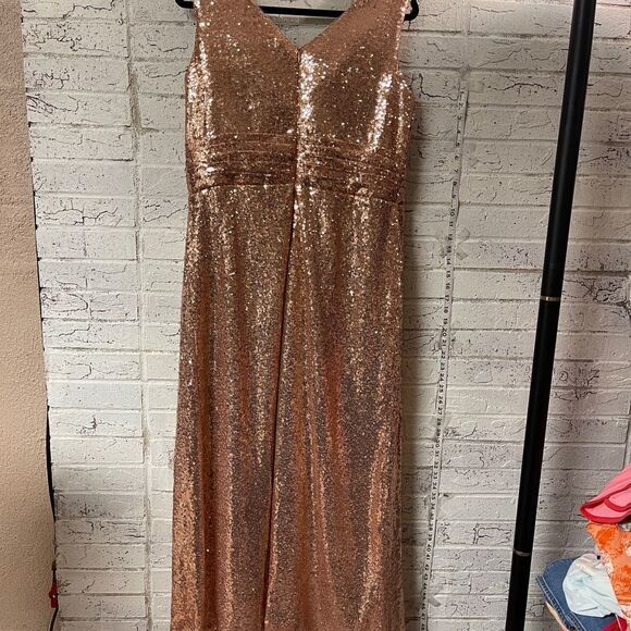 Rose Gold Sequin Formal Cocktail Wedding Dress Large/XL - Picture 12 of 16